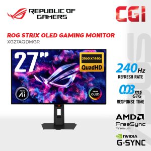 Asus 27" ROG Strix XG27AQDMGR QHD TrueBlack Glossy OLED G-Sync Freesync 240Hz 0.03ms Ergonomic Gaming Monitor