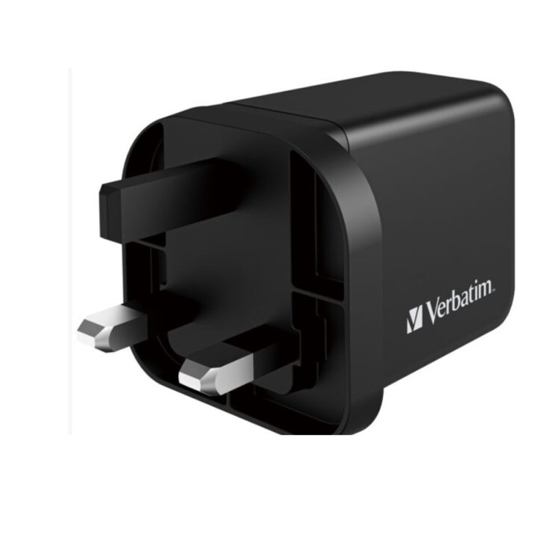 49f279e62dcc5d3879704ddae29a0edb.jpeg Verbatim 66716 3 Port 65W PD 3.0 & QC 3.0 GaN Charger - Black