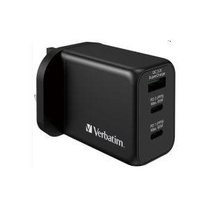 4b0fdc32fbc4459107936f30664e6583.jpeg Verbatim 66716 3 Port 65W PD 3.0 & QC 3.0 GaN Charger - Black