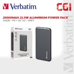 Verbatim 66628 20000mAh 22.5W Power Pack Aluminium Design (PD + QC3.0) - Grey