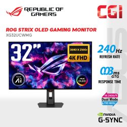 Asus32" ROG Strix WOLED XG32UCWMG Dual Mode G-Sync Adaptive Sync (4K@240Hz, FHD@480Hz) Gaming Monitor