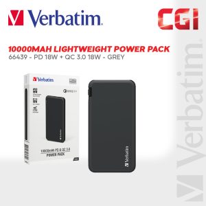Verbatim 66439 10000mAh Lightweight Power Pack (PD 18W + QC 3.0 18W) - Grey