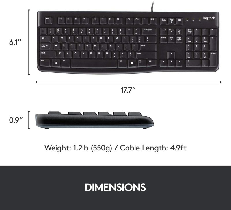 Logitech K120 Corded Plug-n-Play USB Keyboard
