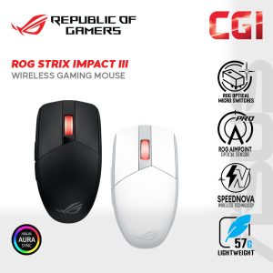 Asus P520 ROG Strix Impact III Wireless SpeedNova Bluetooth Aimpoint Ultralight Compact Gaming Mouse