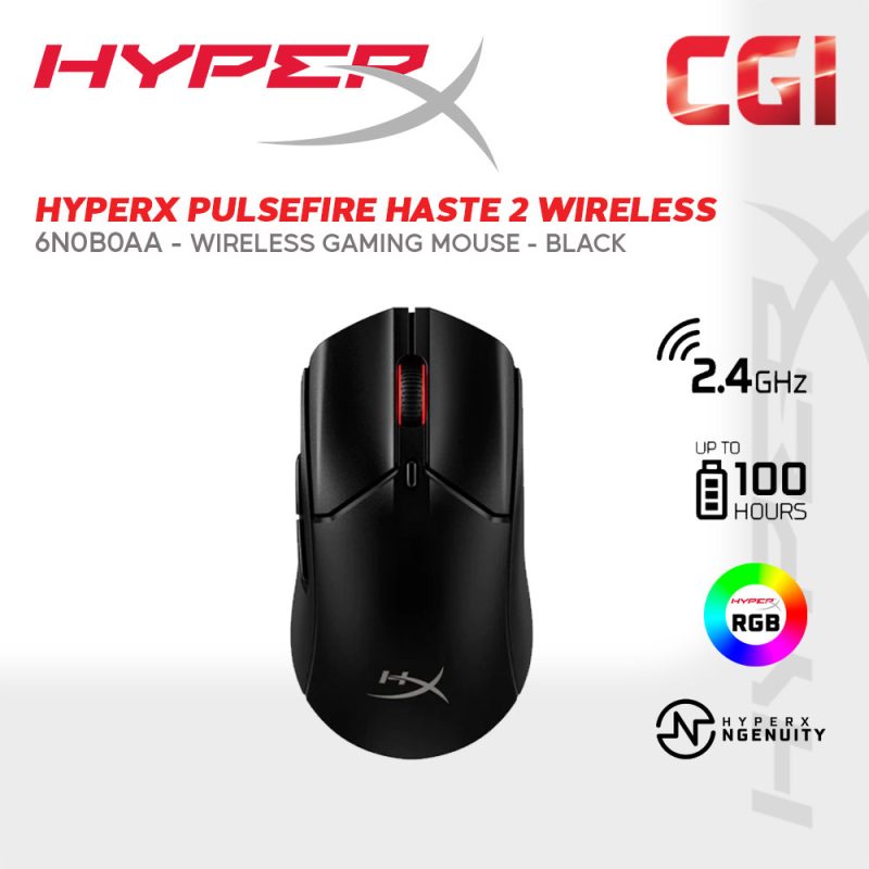 HyperX Pulsefire Haste 2 Wireless Ultra-Lightweight Gaming Mouse - Black (6N0B0AA)
