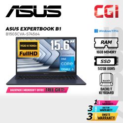 Asus 15.6" Expertbook B1503CVA Laptop i5-1334U 16GB 512GB FHD Win11Pro 3Y Onsite - B1503CVA-S74564