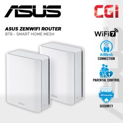 Asus ZenWiFi BT8 Tri-Band WiFi 7 6 GHz 14 Gbps 5900 sq.ft Parental Control Smart Aimesh Extendable Router (2PK in White)