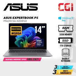 Asus 14" ExpertBook P5 P5405CSA Laptop Ultra 7 258V 32GB 1TB WQXGA Win11Pro 3Y Onsite - P5405CSA-NZ0812X