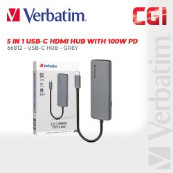 Verbatim 66812 5-in-1 USB & 8K HDMI Hub with 100W PD 3.0 Charging - Grey