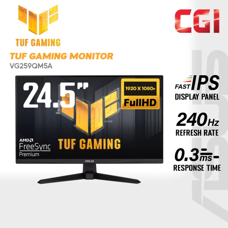 Asus 24.5" VG259QM5A TUF Gaming Series 5 Fast IPS FHD HDR10 G-Sync Freesync 240Hz 0.3ms Build-In Speaker Gaming Monitor