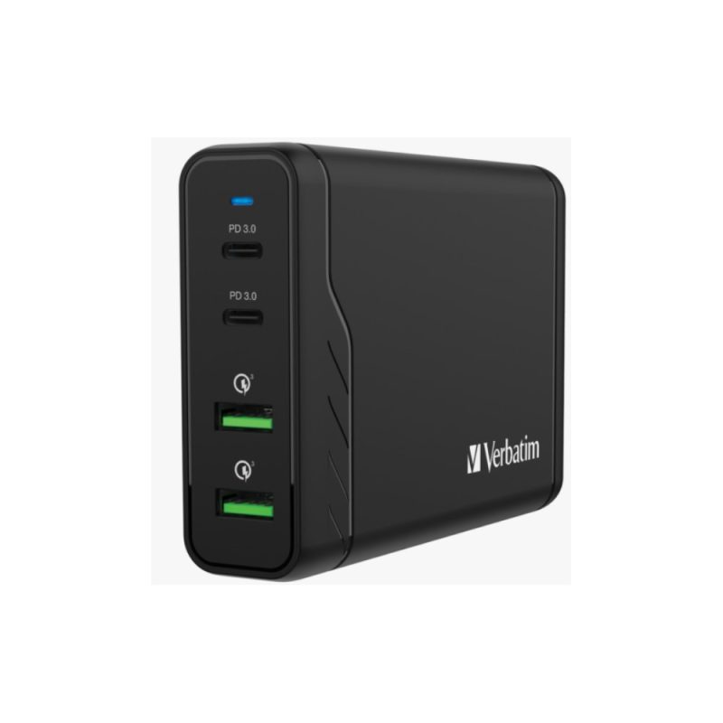 Verbatim 66402 4 Port 100W PD & QC 3.0 USB Charger - Black