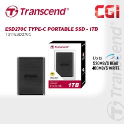 Transcend 1TB ESD270C USB 3.1 Gen 2 Type-C Portable SSD - TS1TESD270C