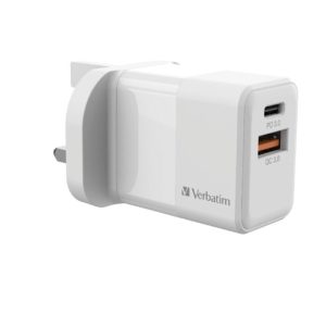 7b4f4efb6bb7dc7599cadd326b7727a1.jpeg Verbatim 66633 2 Port 20W PD & QC 3.0 USB Charger - White