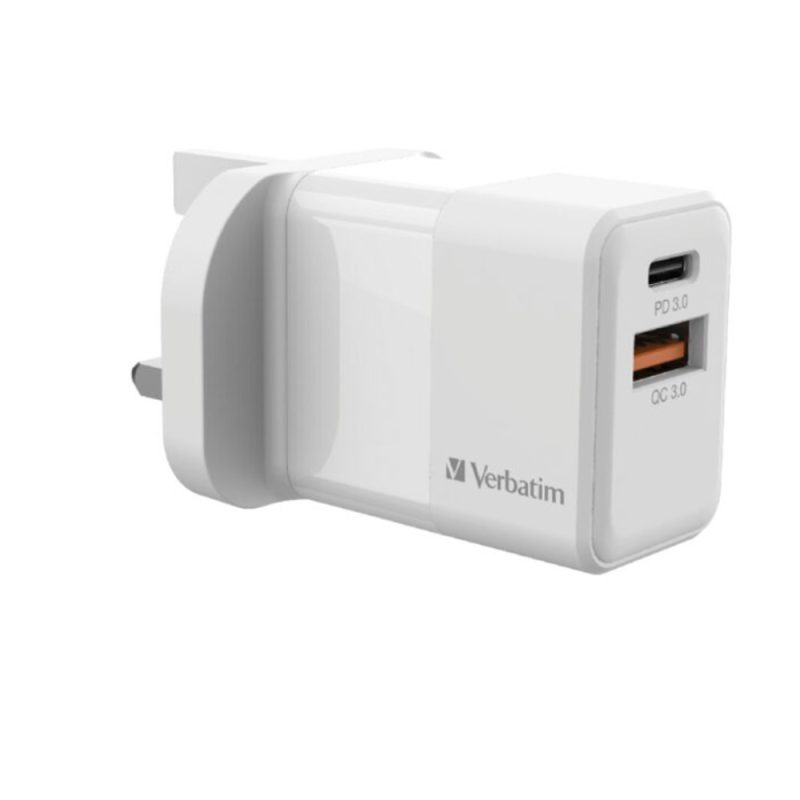 7b4f4efb6bb7dc7599cadd326b7727a1.jpeg Verbatim 66633 2 Port 20W PD & QC 3.0 USB Charger - White
