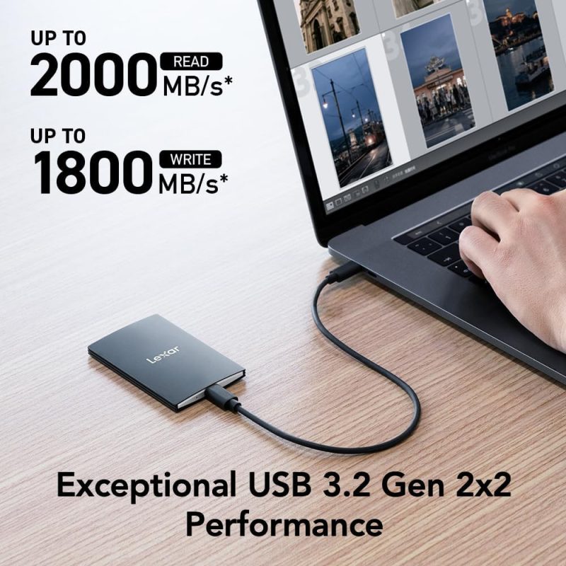 Lexar 1TB SL500 2000MB/s USB 3.2 Compact Portable SSD - LSL500X001T-RNBNG