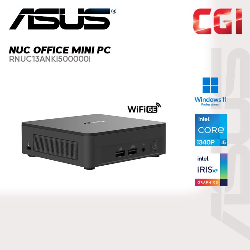 Asus NUC RNUC13ANKI500000I Intel i5-1340P Integrated Graphics Wi-Fi 6E Win11Pro with Office Mini PC