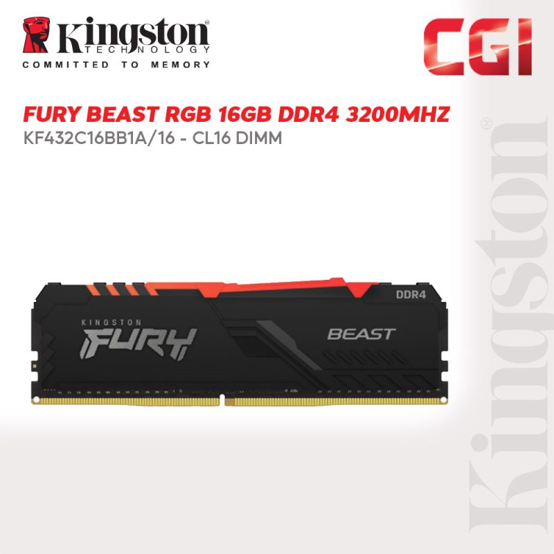 Kingston FURY 16GB 3200MHz DDR4 CL16 288-Pin DIMM (KF432C16BB1A/16)