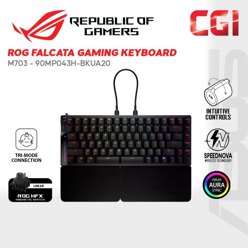 Aaus ROG Falcata M703 Tri-Mode 75% Split Design  ROG HFX V2 Magnetic Switch SpeedNova 8K Wireless Gaming Keyboard