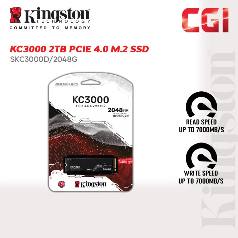 Kingston KC3000 2048G M.2 2280 PCIe 4.0 NVMe SSD (SKC3000D/2048G)