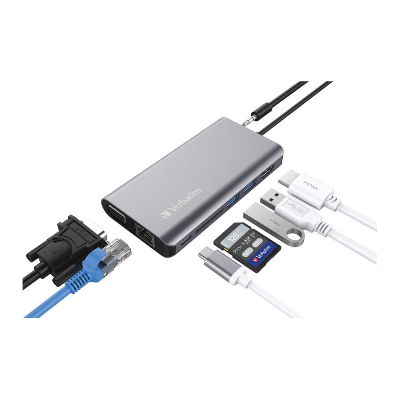 86f0a9023c2a3c4aa2860d72de0ce57d.jpeg Verbatim 66148 8-in1 Type-C Portable Dock with 100W PD Charging - Grey