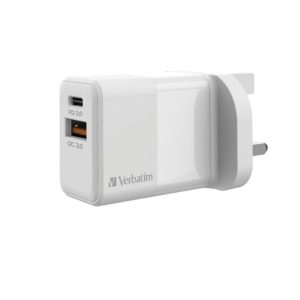 8ab99ea7b5910656d12661bf33bfee93.jpeg Verbatim 66633 2 Port 20W PD & QC 3.0 USB Charger - White