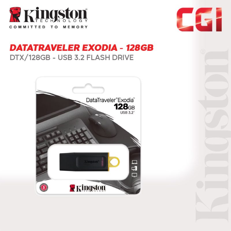 Kingston DataTraveler Exodia USB 3.2 Gen 1 Flash Drive - 128GB (DTX/128GB)