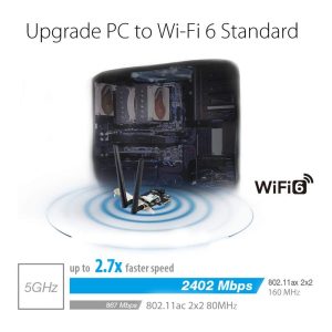 Asus PCE-AX3000 160MHz Bluetooth 5.0 OFDMA and MU-MIMO Dual Band PCI-E WiFi 6