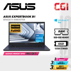 Asus 14" Expertbook B1 B1402CVA Laptop Intel i5-1335U 16GB 512GB FHD Win11Pro 3Y Onsite - B1402CV-ANK0070X