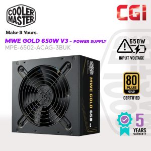 Cooler Master MWE Gold 650W V3 ATX 3.1 Non-Modular PSU - MPE-6502-ACAG-3BUK