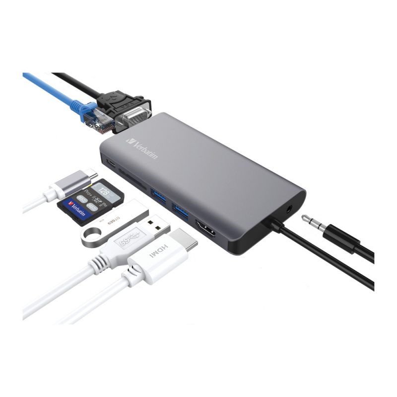 a1cbc5cdd0856af29237283aae619425.jpeg Verbatim 66148 8-in1 Type-C Portable Dock with 100W PD Charging - Grey