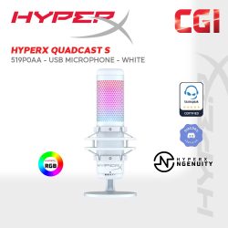 HyperX Quadcast S White RGB Lighting USB Gaming & Streaming Microphone for PC,PS4,Mac - 519P0AA