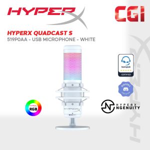 HyperX Quadcast S White RGB Lighting USB Gaming & Streaming Microphone for PC,PS4,Mac - 519P0AA