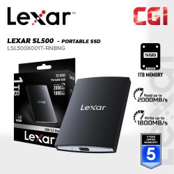 Lexar 1TB SL500 2000MB/s USB 3.2 Compact Portable SSD - LSL500X001T-RNBNG