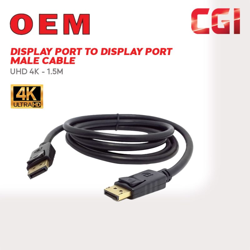Display Port To Display Port Male Cable 4K - 1.5M