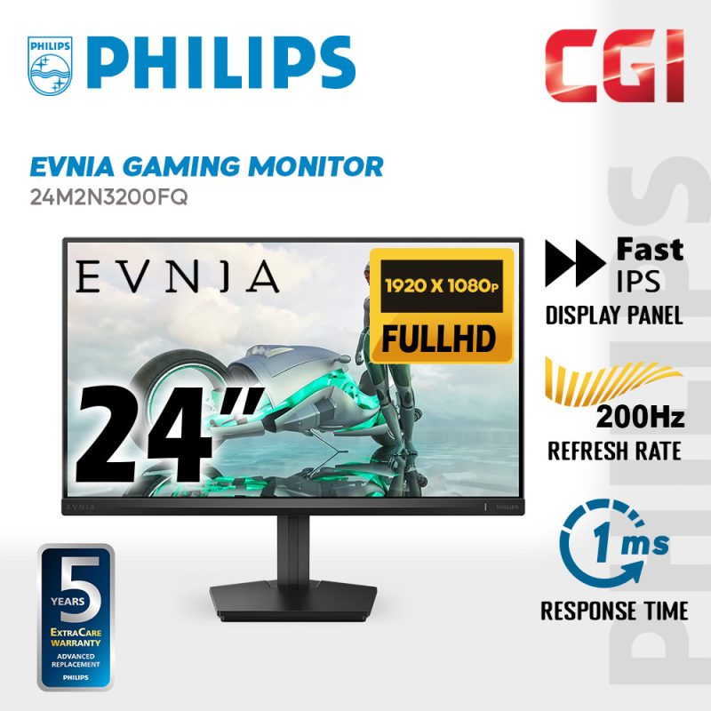 Philips 24" Evnia 24M2N3200FQ Fast IPS FHD HDR10 Adaptive Sync 200Hz 0.3ms Gaming Monitor