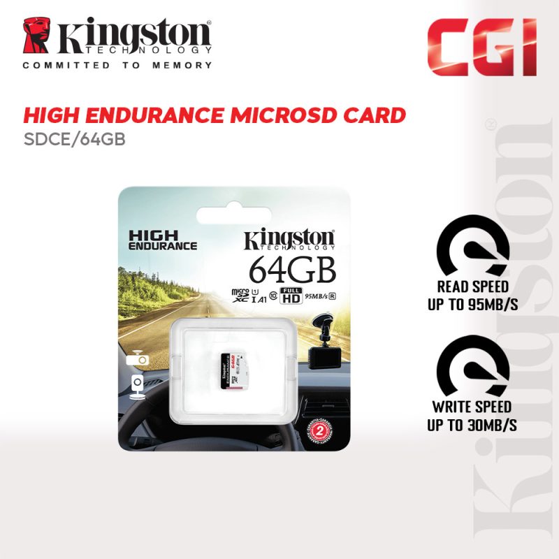 ab184a5b4aa8f5bd300df7314f84a9db.jpeg Kingston 64GB High Endurance microSD Card - SDCE/64GB