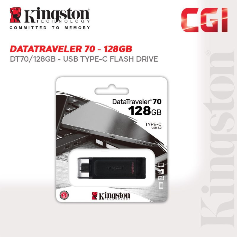 Kingston Data Traveler 70  Portable USB-C Flash Drive - 128GB