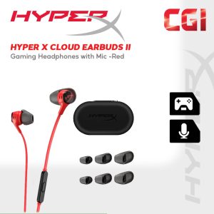 HyperX Cloud Earbuds II Gaming Headphones with Mic -Red (705L8AA)