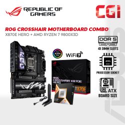 Asus ROG Crosshair X870E Hero AM5 Socket PCIe 5.0 DDR5 WiFi 7 Polymo Lighting II USB 4 Motherboard BUNDLE AMD R7-9800X3D Set