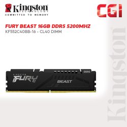 Kingston Fury Beast 16GB 5200MHz DDR5 CL40 288-Pin DIMM - KF552C40BB-16