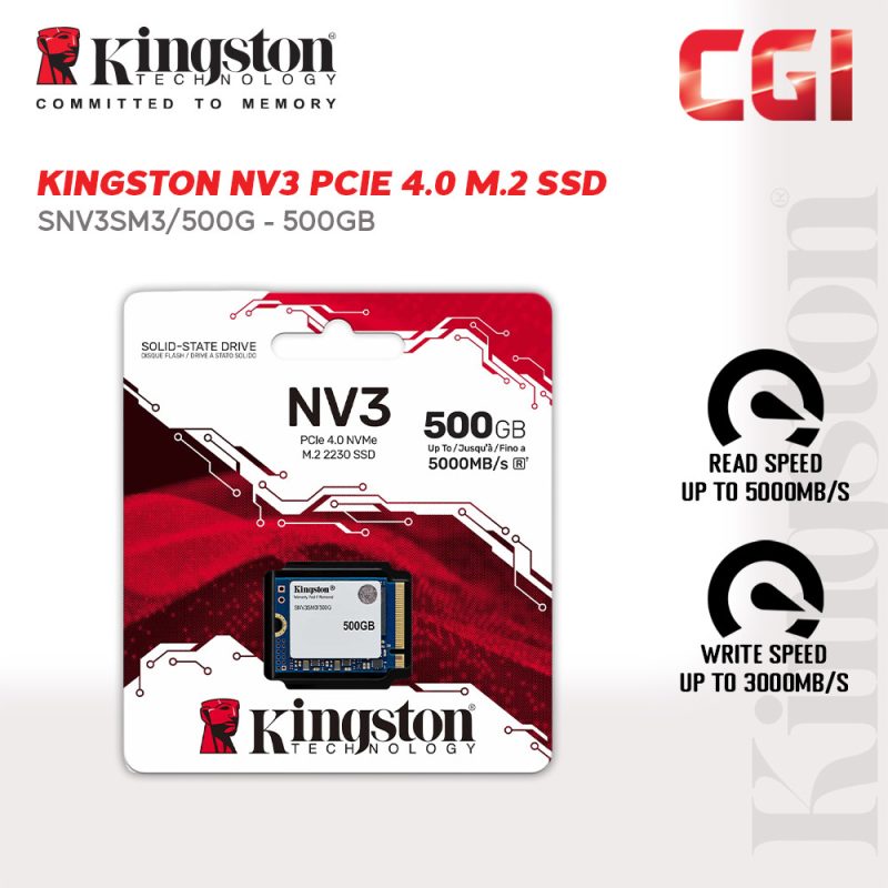 Kingston 500G M.2.2230 NV3 PCIe 4.0 NVMe SSD - SNV3SM3/500G