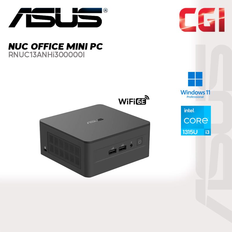 Asus NUC RNUC13ANHi300000I Intel i3-1315U Intel UHD Graphics WiFi 6E Win11Pro With Office Mini PC