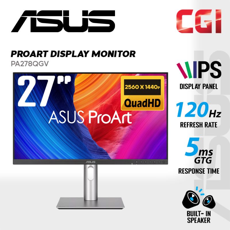 cafc215b94cfd3964b6886a39700ebd3.jpeg Asus 27" ProArt PA278QGV IPS QHD HDR10 120Hz 5ms 95% DCI-P3 ΔE< 2 Built-In Speaker Professional Monitor