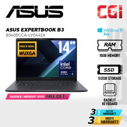 Asus 14" ExpertBook B3405CCA Laptop Ultra 5 225H 16GB 512GB WUXGA Win11Pro 3Y Onsite - B3405CCA-LY0442X