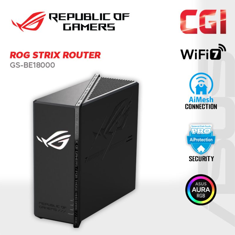 Asus ROG Strix GS-BE18000 Tri-Band WiFi 7 320MHz 6GHz 20G 18000 Mbps Parental Control AiMesh Ultimate Gaming Router