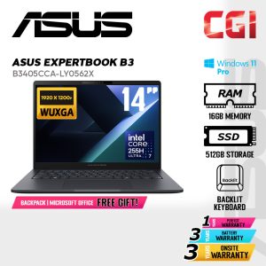 Asus 14" ExpertBook B3405CCA Laptop Ultra 7 255H 16GB 512GB WUXGA Win11Pro 3Y Onsite - B3405CCA-LY0562X