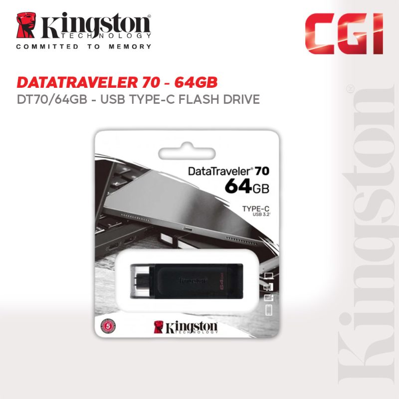 Kingston Data Traveler 70  Portable USB-C Flash Drive - 64GB