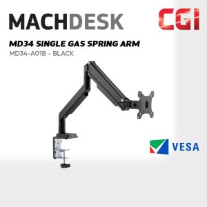 MachDesk MD34 Single Performance Gas Spring Monitor Arm - Black (MD34-A01B)