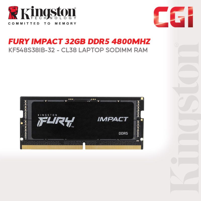 Kingston FURY Impact 32GB DDR5-4800 CL38 262-Pin SODIMM - KF548S38IB-32