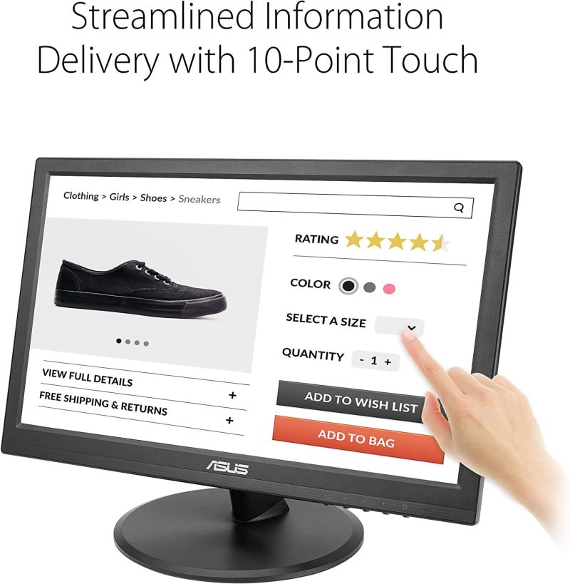 Asus 15.6" VT168HR 10-Point Touch TN WXGA 60Hz 5ms Eye Care Touchscreen Monitor